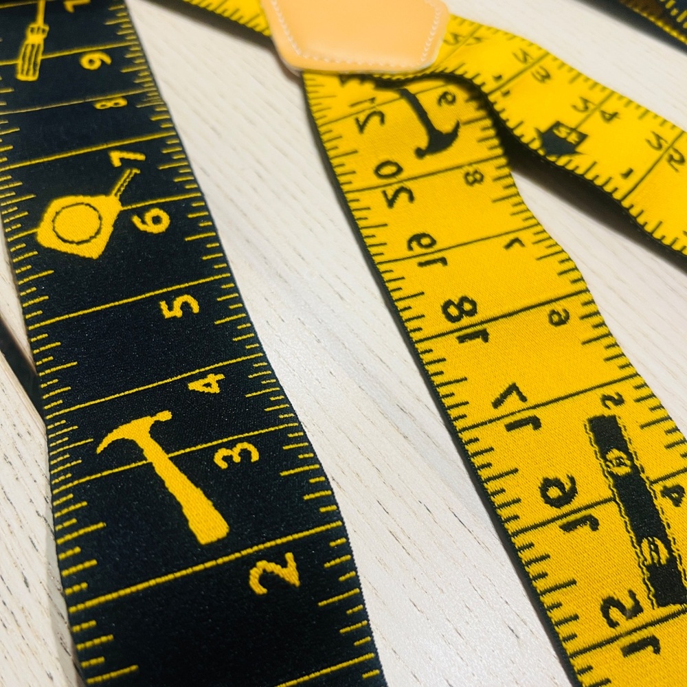 Men's Suspenders Fully Elastic 2 inch Wide X back Heavy Duty Work Measure Ruler - Picture 4 of 14